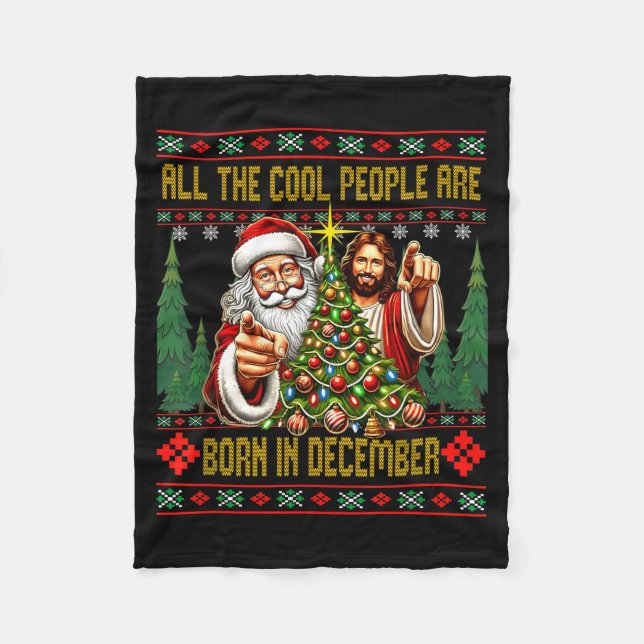 Coola Människor Föds I December Kristna Jul Fleecefilt (Framsidan)