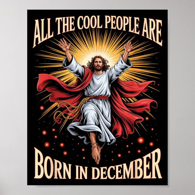 Coola Människor Föds I December Kristna Jul Poster (Framsidan)
