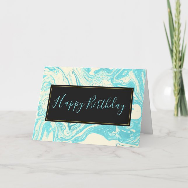 Coola Marble Design i Turquise och Cream Birthday Kort (Framsida)