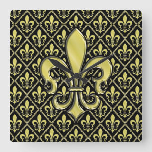 Coola Mardi Gras Fleur de Lis Design Fyrkantig Klocka