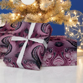 Coola Maron och Black Decorative Fractal Mönster Presentpapper