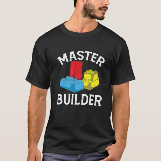 Coola Master Builder Funny Byggnad Blocks Gift Man T Shirt (Framsida)