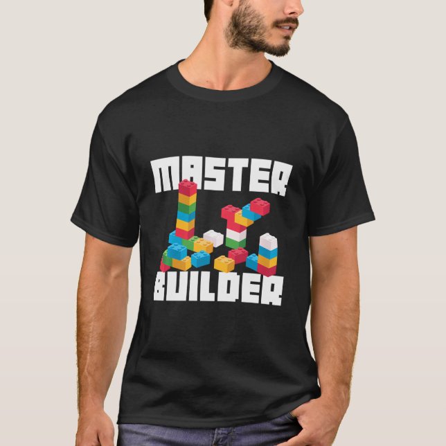 Coola Master Builder Funny Byggnad Blocks Gift Man T Shirt (Framsida)