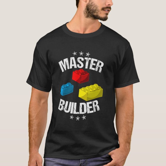 Coola Master Builder Funny Byggnad Blocks Gift Man T Shirt (Framsida)