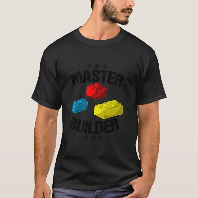 Coola Master Builder Funny Byggnad Blocks Gift Man T Shirt (Framsida)