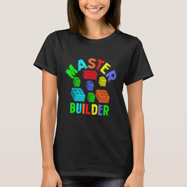 Coola Master Builder - Lustigt Byggnad Blockerar m T Shirt (Framsida)