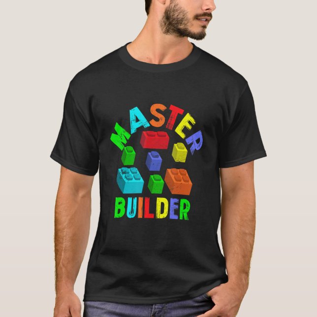 Coola Master Builder - Lustigt Byggnad Blockerar m T Shirt (Framsida)