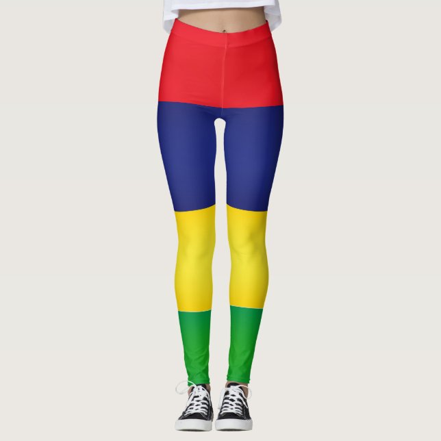 Coola Mauritius Flagga Mode Leggings (Framsida)