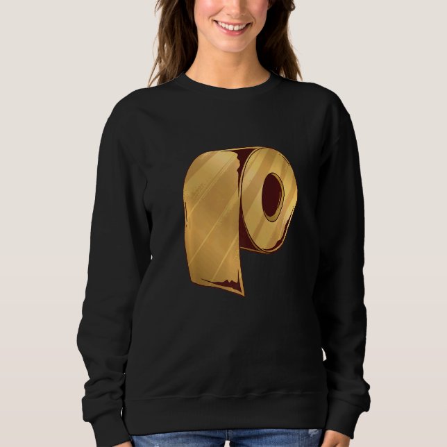 Coola med en Papper roll för gyllene toaletter T Shirt (Framsida)