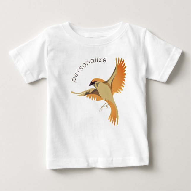Coola med flygande Sparrow Modern Bird Unisex Cute T Shirt (Framsida)