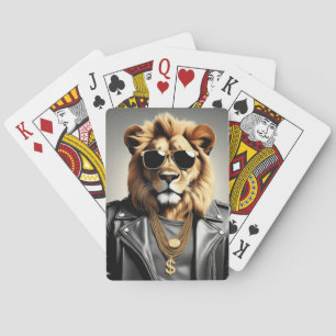 Coola med läder Jacka och solglasögon Casinokort