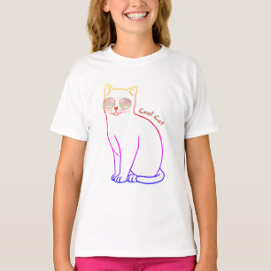 Coola med solglasögon regnbåge T-skirt   Flickor T Shirt