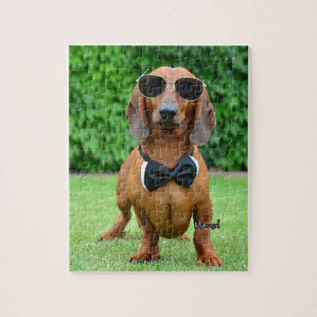Coola med Sunglass Dachshund hund 110 pussel (Vertikal)