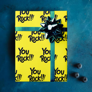 Coola med svart och Gult Modern Typo Mönster Presentpapper