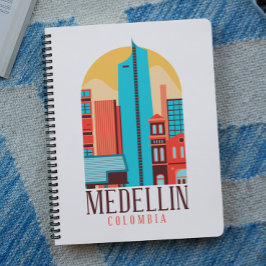 Coola Medellin Colombia Vintage Cityscape Anteckningsbok