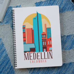 Coola Medellin Colombia Vintage Cityscape Anteckningsbok