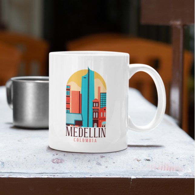 Coola Medellin Colombia Vintage Cityscape Kaffemugg (Medellin Colombia Vintage Cityscape Coffee Mug)