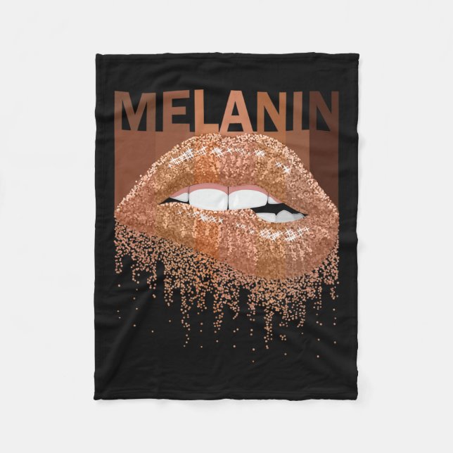 Coola Melanin Queen Läppar Women Black African Fleecefilt (Framsidan)