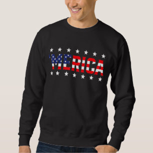 Coola Merica America USA flagga Patriotic 4:e Jul Lång Ärmad Tröja