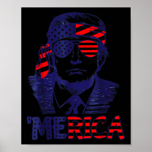 Coola merica Trump Lycklig 4:e juli Trump American Poster