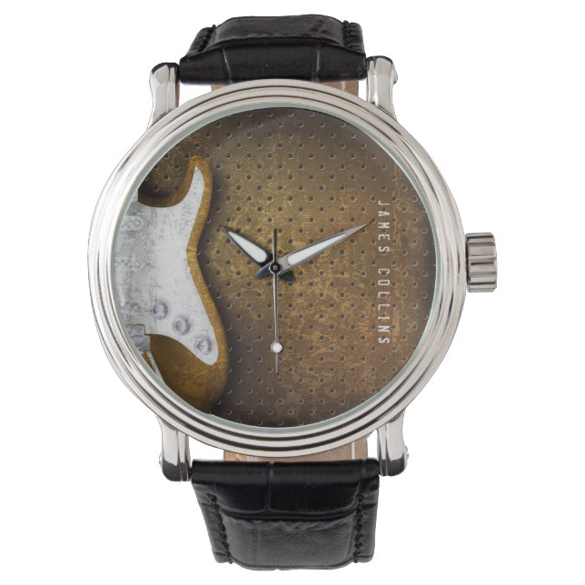 Coola Metall Grunge Electric Guitar Personlig Armbandsur (Framsida)