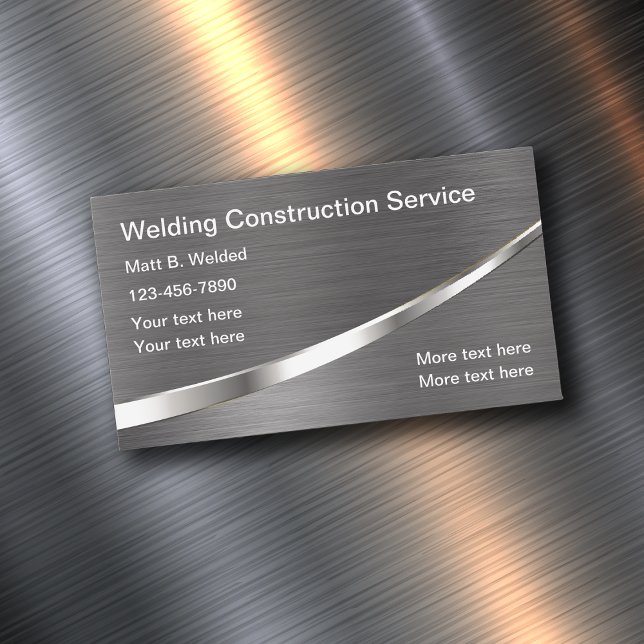 Coola Metallisk look Welding Construction Magnetiska Visitkort (Skapare uppladdad)