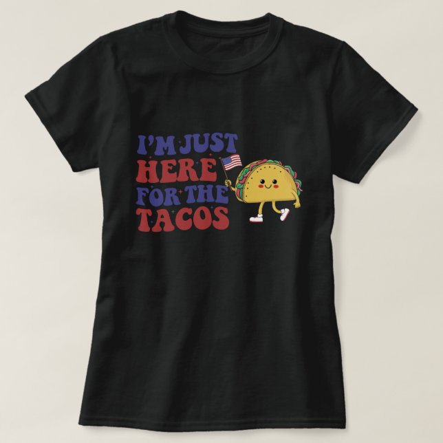 Coola Mexikanska Tacos, 4:e juli amerikanska Flagg T Shirt (Design framsida)
