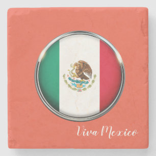 Coola Mexiko Flagga Design Stenunderlägg