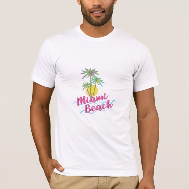 Coola Miami Beach, Florida Handflatan Träd Graphic T Shirt (Framsida)