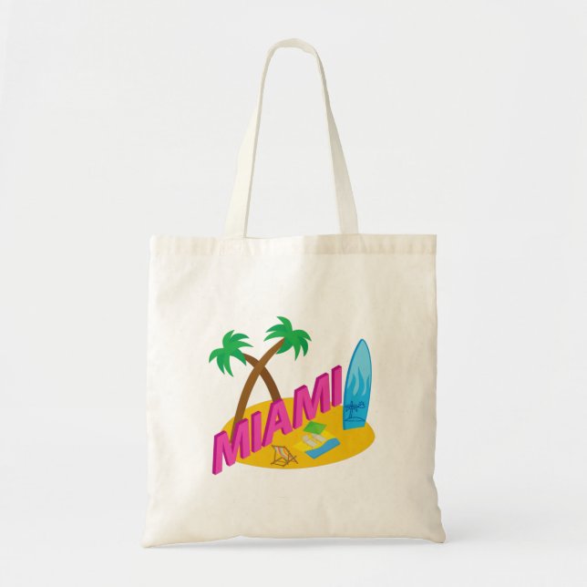 Coola Miami Beach Surfing Handflatan Träd Tygkasse (Framsidan)