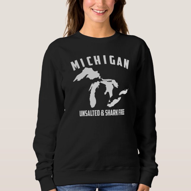 Coola Michigan Osaltat & Shark Free Fishermen T Shirt (Framsida)