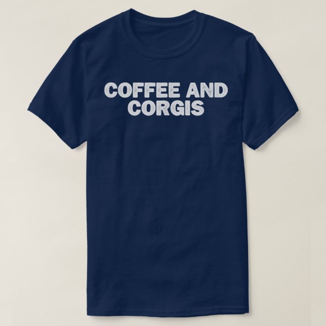 Coola: Minimal funnen kaffe och Corgis T Shirt (Design framsida)