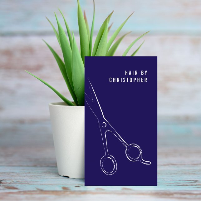 Coola: Minimalistisk blåvit sax - hårslista Visitkort (Skapare uppladdad)
