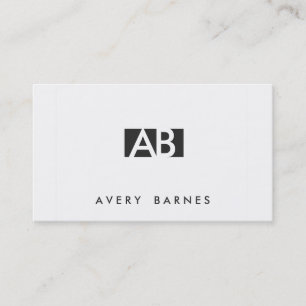Coola Minimalistisk monogram Modern svart och vit Visitkort