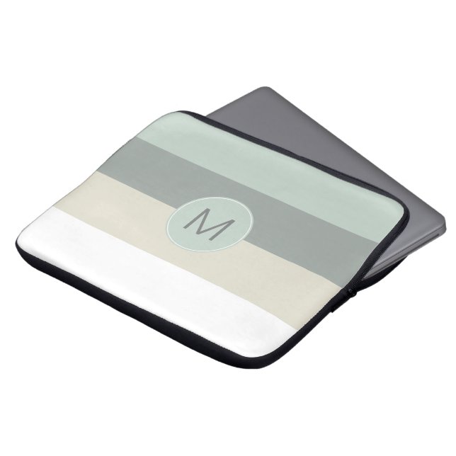 Coola Minimalistisk Rand Mönster med Monogram Laptop Sleeve (Framsida topp)