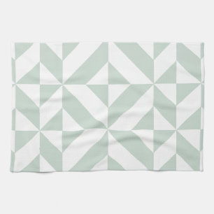 Coola Mint Geometric Deco Cube Mönster Kökshandduk