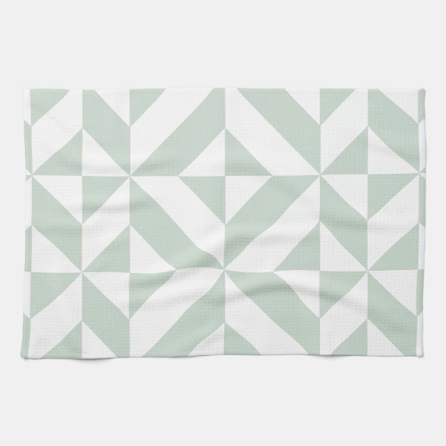 Coola Mint Geometric Deco Cube Mönster Kökshandduk (Horisontell)