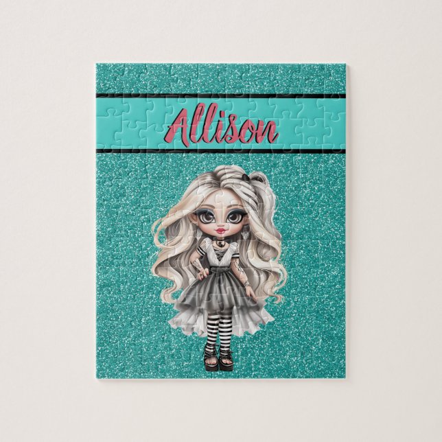 Coola Mode Girl Turcos Glitter Personlig Pussel (Vertikal)