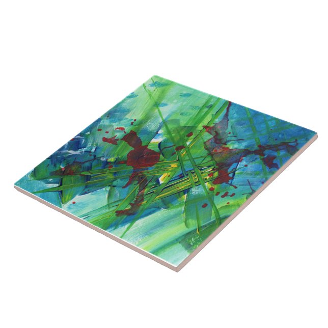 Coola Modern Abstrakt Acrylic Art Ceramic Tile Kakelplatta (Sidan)