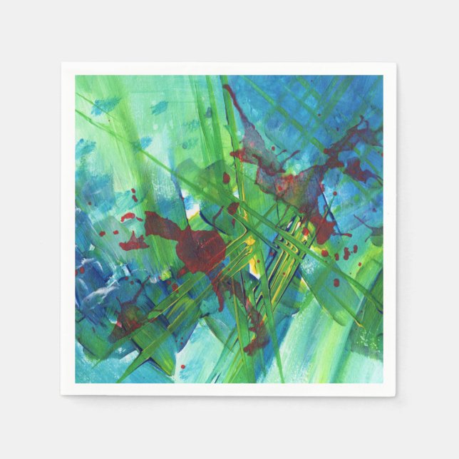 Coola Modern Abstrakt Acrylic Art Cocktail Napkins Pappersservett (Framsidan)