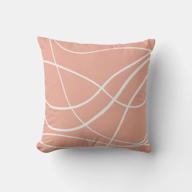 Coola Modern Abstrakt Line Art Teckning Muted Peac Kudde (Framsida)