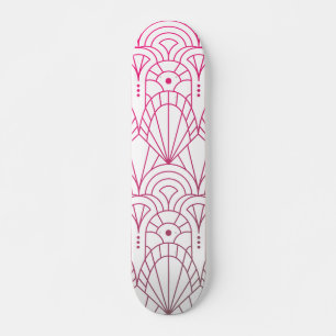 Coola Modern Art Deco Rosa White Mönster Mini Skateboard Bräda 18,5 Cm