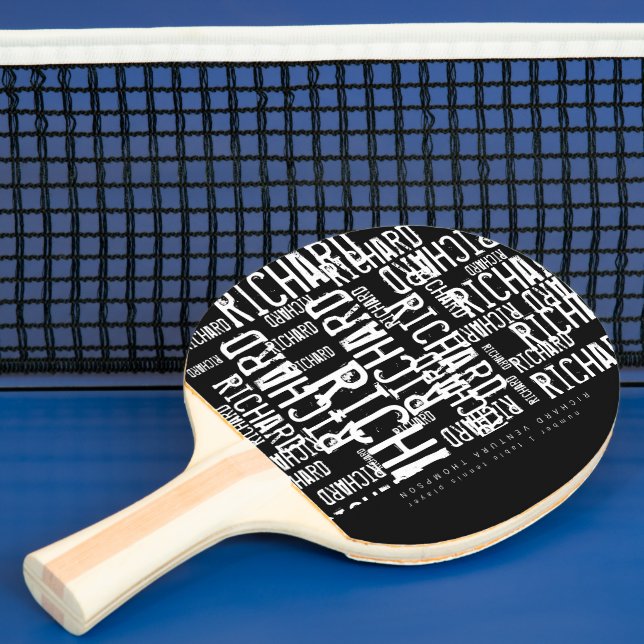 Coola/modern b/w bord-tennis-paddel med namn pingisracket (Insitu)