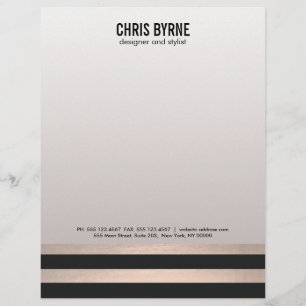 Coola Modern Black och Ro Guld Stripe Brevhuvud
