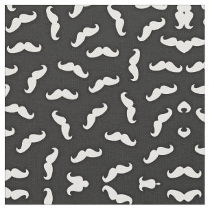 Coola Modern Black White Mustache Mönster Tyg