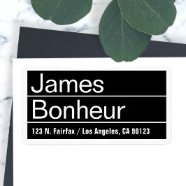 Coola Modern Black & White-Returadress Adressetikett