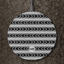 Coola Modern Black White Trippy Unik monogrammad