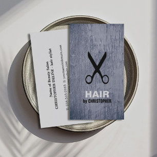 Coola Modern Blue Black Scissor Hairstylist Visitkort