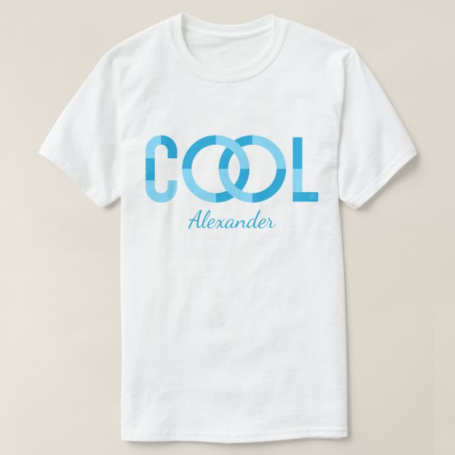 Coola | Modern Blue Typography Namn anpassad T Shirt (Design framsida)