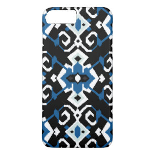 Coola modern blue white black ikat tribal mönster
